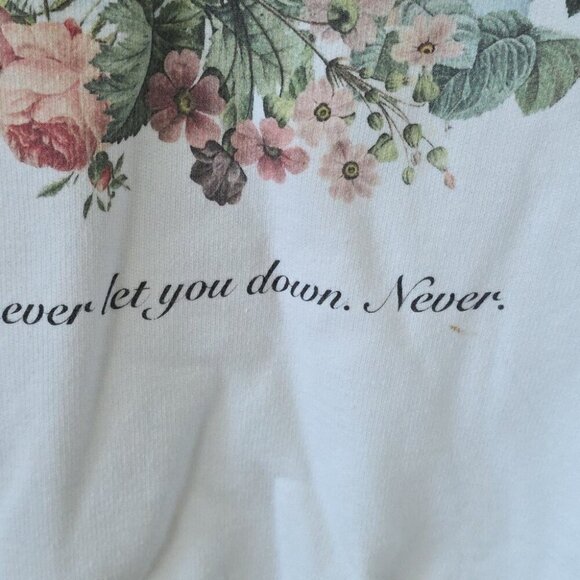 CELINE DION Cat Graphic Sweatshirt White Vintage Floral Sz M - Picture 4 of 5